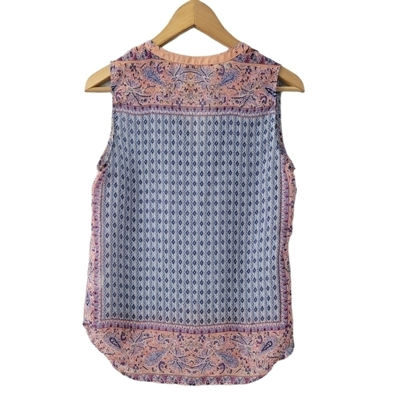 Blue Pink Tunic Boho Blouse Simi Sheer Lightweight Top Size Small - Picture 2 of 7